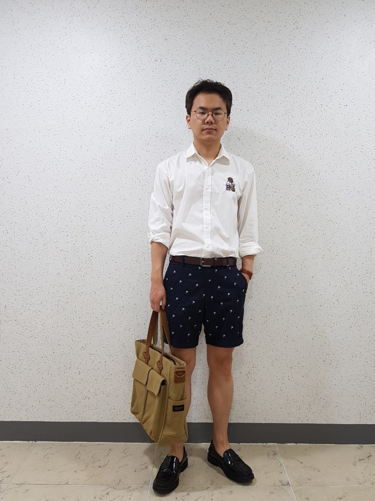  조커윤 데일리룩171 폴로랄프로렌셔츠 h&m반바지 엘칸토로퍼