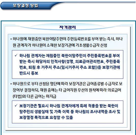 기초생활수급자 북한이탈주민 특례 기초생활수급자 북한이탈주민 특례