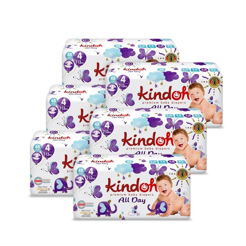  [2BOX]킨도 프리미엄 올데이 밴드형 기저귀 대형 4단계(7~13kg) 6팩