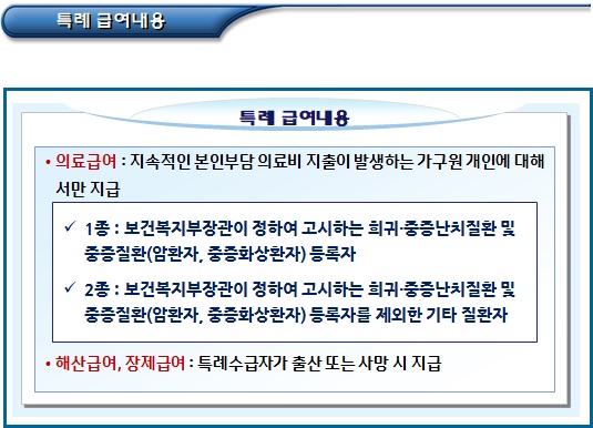 기초생활수급자 의료급여 특례 및 대상자