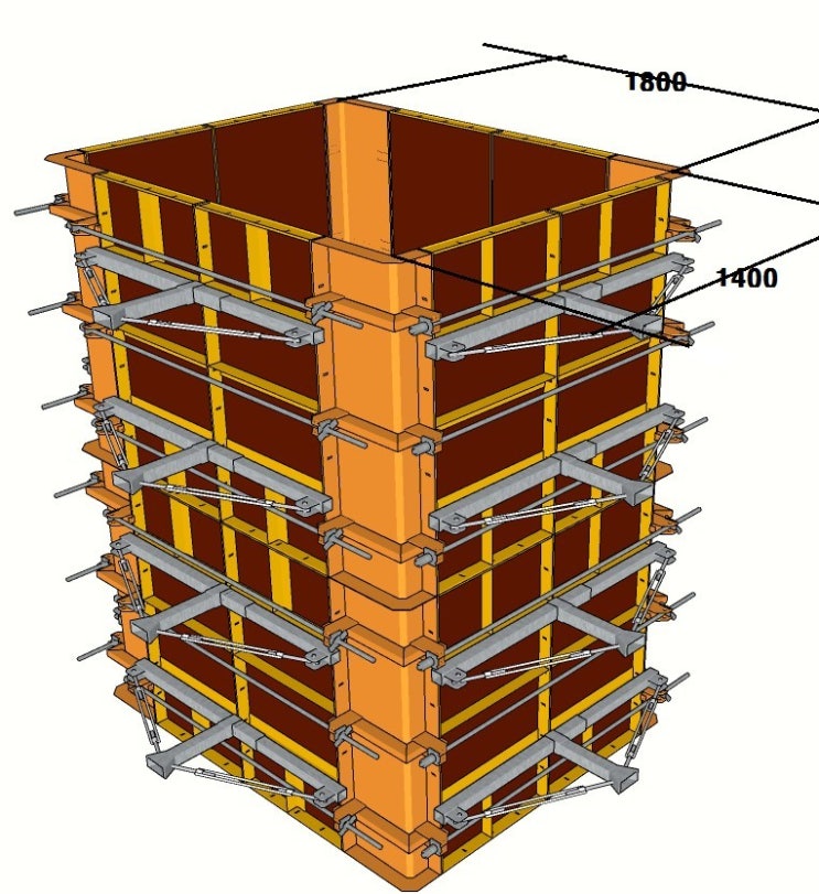 기둥 SIZE1400*1800 무폼타이를 실현한 K기둥폼(혁신자재)