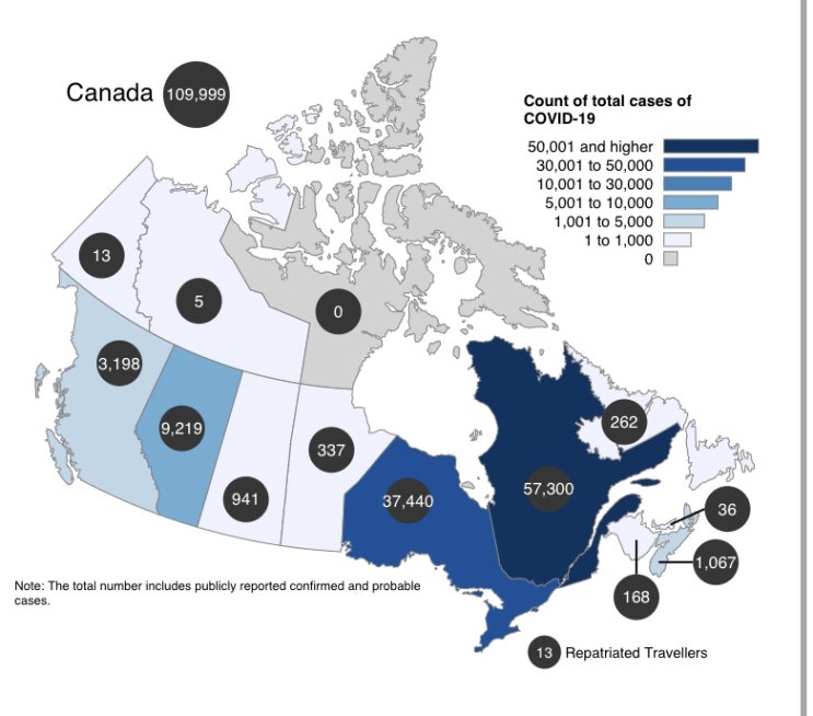 캐나다 코로나19 현재 상황 확진자수 11만명 / 벌써 7월...