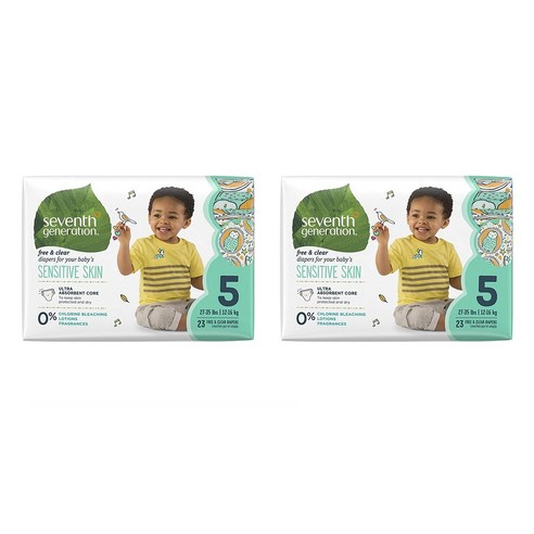  Seventh Generation Baby Diapers 세븐스 제네레이션 아기 기저귀 사이즈 5 23개입 2팩