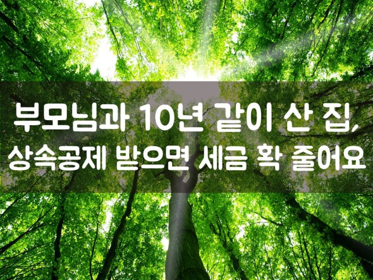  부모님과 10년 산 집, 상속공제로 세금 확 줄어요.