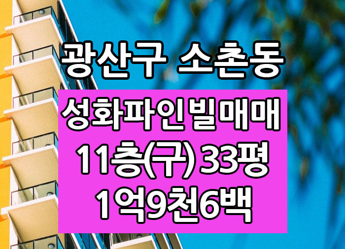  Top! 광주광역시 소촌동아파트 성화파인빌 매매 "광주탑부동산"