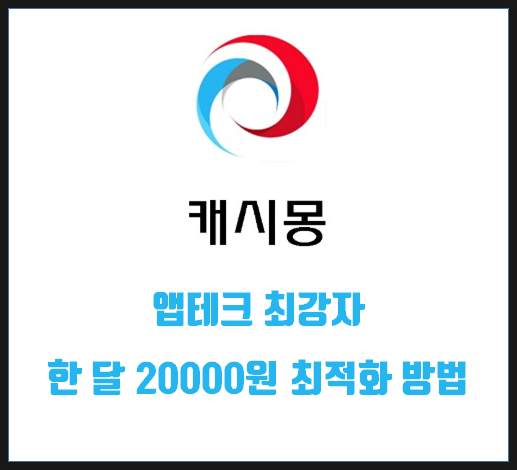  최강 앱테크 추천 캐시몽 하루 5분 한 달 20000원 최적화