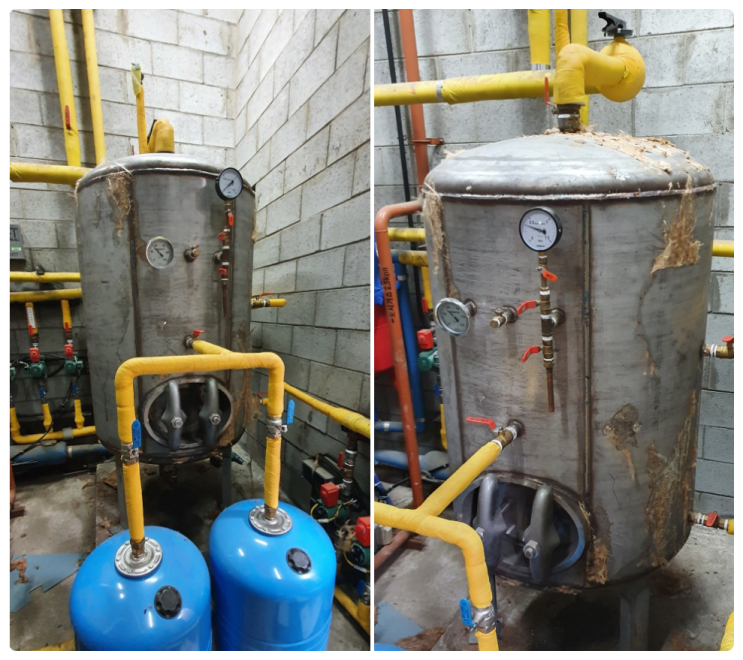 온수탱크 수리 요양원 온수탱크 누수 알곤용접 보수자료