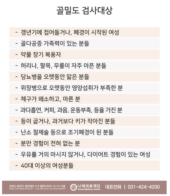 골다공증 검사 비용을 보호할 수 있습니다.