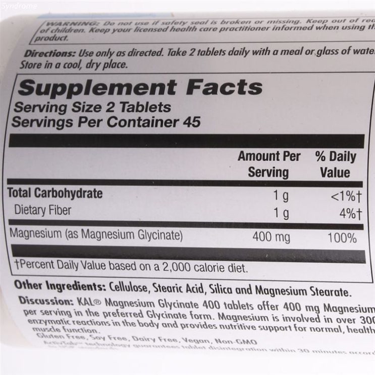  [특가제품] Kal 마그네슘 글리시네이트 400mg 타블렛 2020년 07월 22일기준 13,050 원 40% 할인