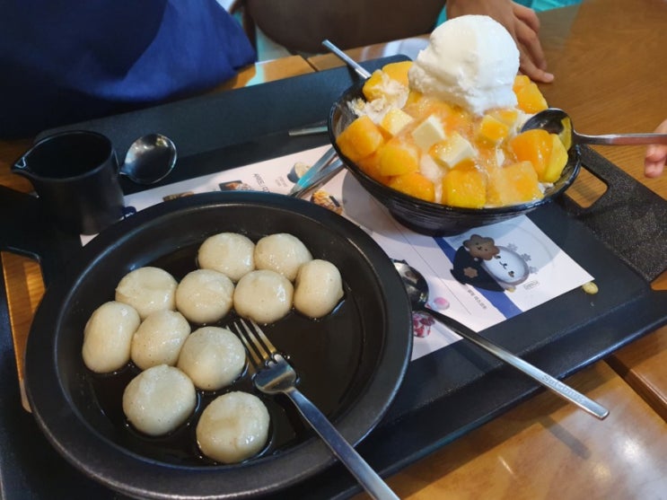  옥정 설빙 애플망고치즈 빙수 달콤퐁당 흑당꿀떡