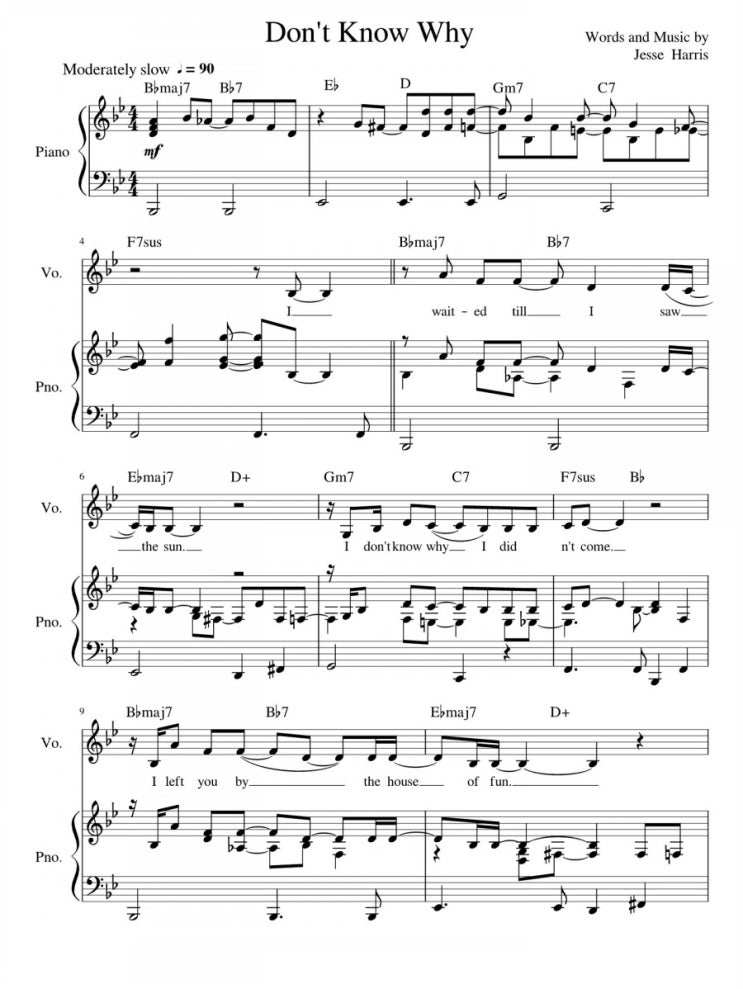 Norah Jones Don't Know Why 피아노 악보 Norah Jones Don't Know Why 피아노 악보