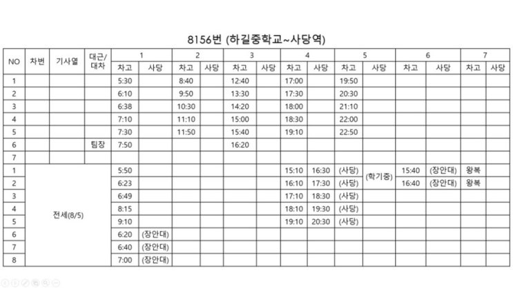  향남-사당 8156 버스 시간표,요금(20,7월1일~)
