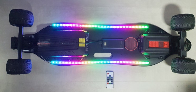 전동 스케이트보드 (스타크보드 AT 전동보드, STARC BOARD) LED 장착, LED 튜닝, 미니랜턴 장착, LED바 장착