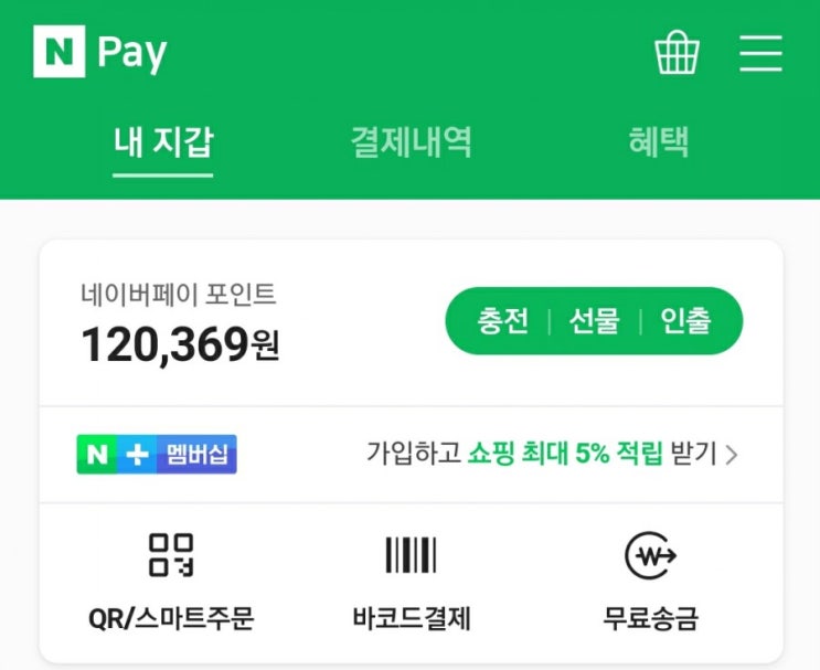  네이버페이 12만원 받았어요.