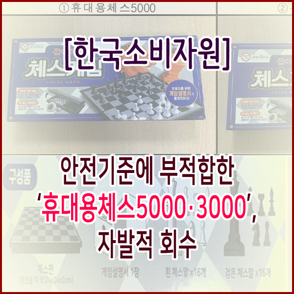  [한국소비자원] 안전기준에 부적합한 ‘휴대용체스5000·3000’, 자발적 회수