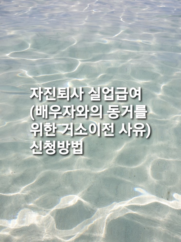  실업급여-자진퇴사(배우자와의 동거를 위한 거소이전 사유) 신청방법