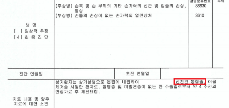 손가락, 손등 힘줄 손상, 신전건 봉합술 보험금 청구할 때 유의해야 할 점. 손가락, 손등 힘줄 손상, 신전건 봉합술 보험금 청구할 때 유의해야 할 점.