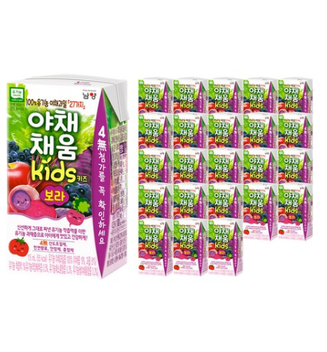  남양유업 야채채움 주스 키즈 115ml, 보라(포도), 24개