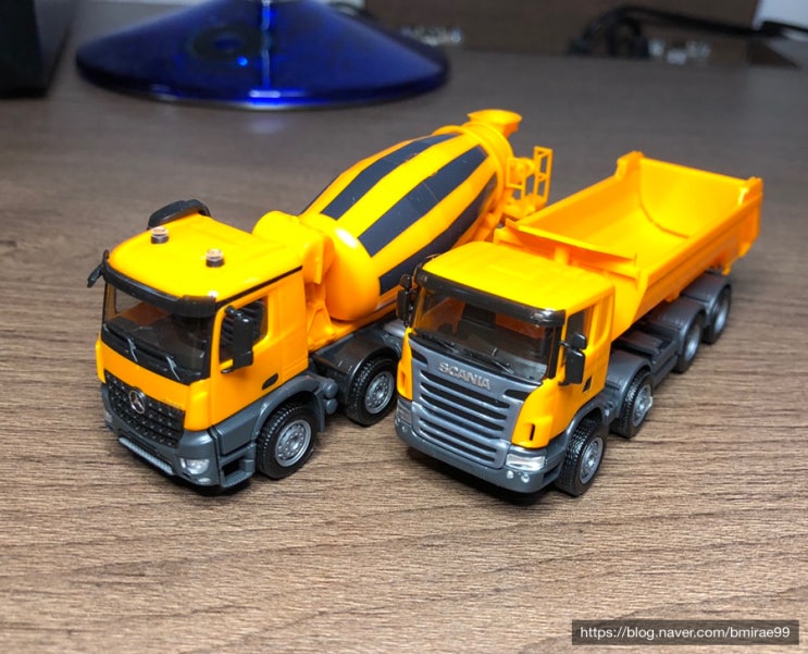 [1/87 트럭, 특수] 건설용 수송차, 레미콘과 덤프트럭 모형(Benz Arocs, Scania R)