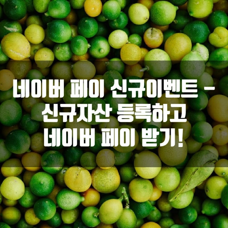  네이버 페이 신규이벤트 - 신규자산 등록하고 네이버 페이 받기!