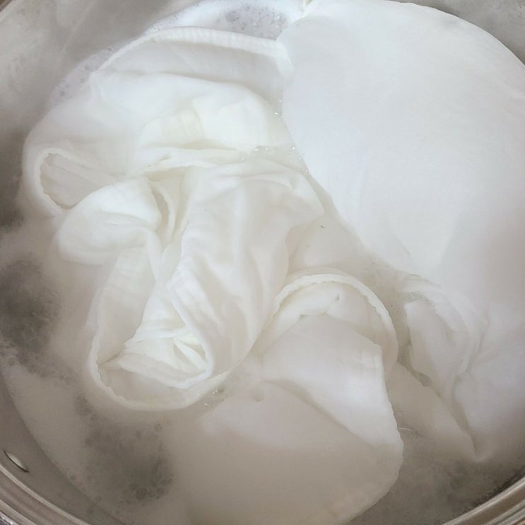  하얗게 행주삶는법 3년된 강화 소창행주 삶기