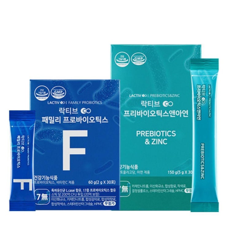  [할인제품] 락티브 패밀리 프로바이오틱스 유산균 2g x 30p 프리바이오틱스 앤 아연 5g x 30p 세트 2020년 07월 28일자 35,270 원~* 12% 할인