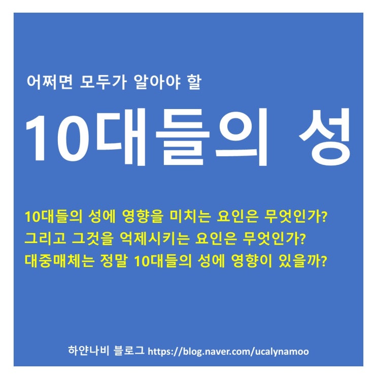  10대들의 성행위에 영향을 미치는 요인 (부제 : 10대들의 무분별한 성행위를 억제시키는 요인도 같이 알아보자.)