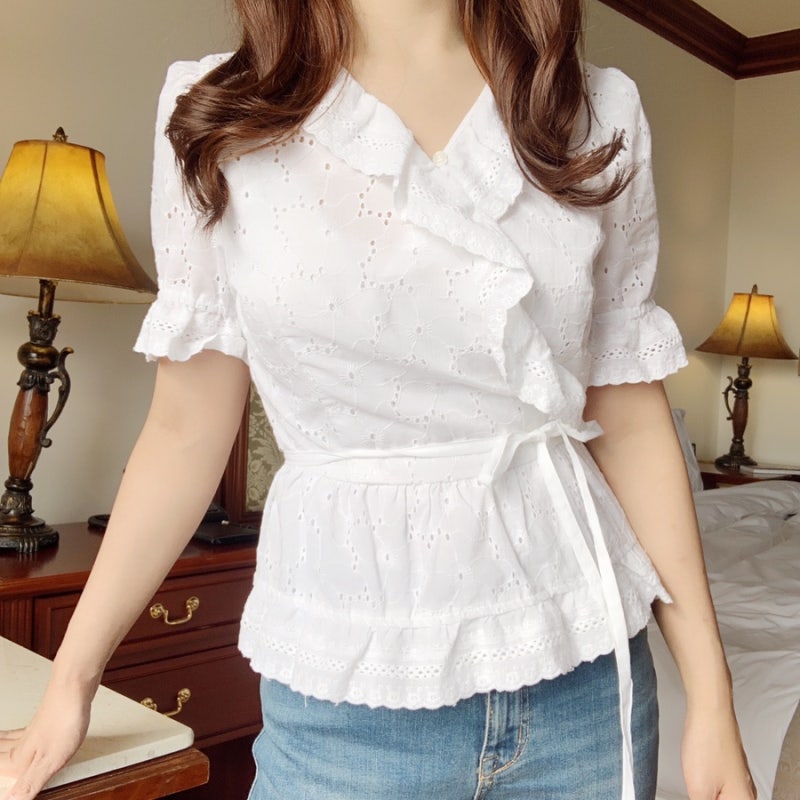미쏘 블라우스 첫눈에 반하는 아일렛 펀칭