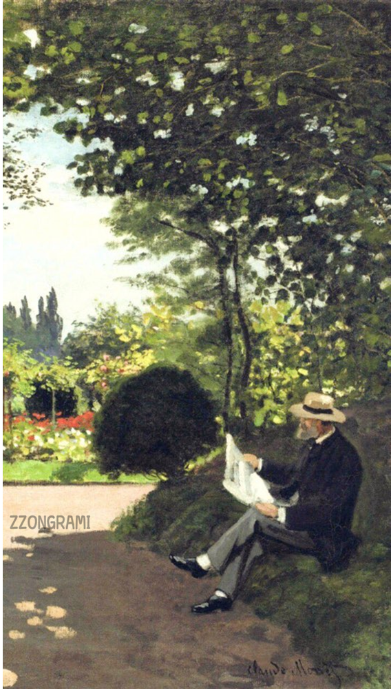 클로드 모네[Oscar-Claude Monet] : 아돌프 모네의 독서, 정원에서 (Adolphe Monet in the Garden)