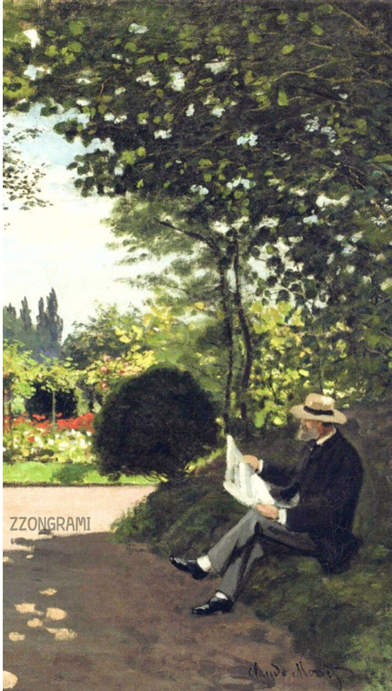  클로드 모네[Oscar-Claude Monet] : 아돌프 모네의 독서, 정원에서 (Adolphe Monet in the Garden)