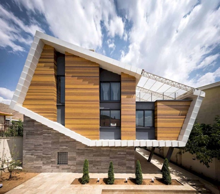 비정형 꺾인 지붕 형이상학적 기하학적 독특한 지붕 건축