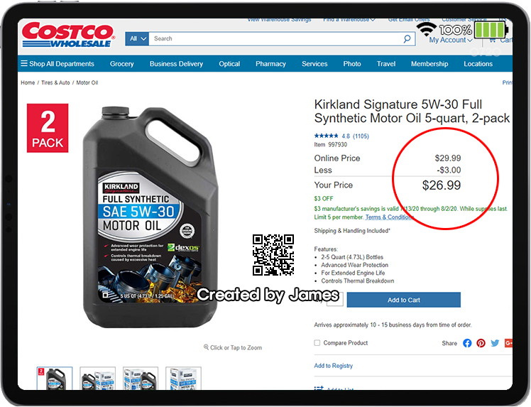 저렴하게 사용할 수 있는 합성유 엔진오일 - 코스코 커클랜드 시그니처 엔진오일 (Kirkland Signature Motor Oil)