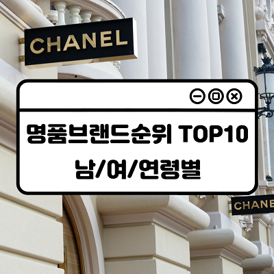  명품 브랜드 순위 Top10 (남, 여, 연령별) 명품 선호도 순위