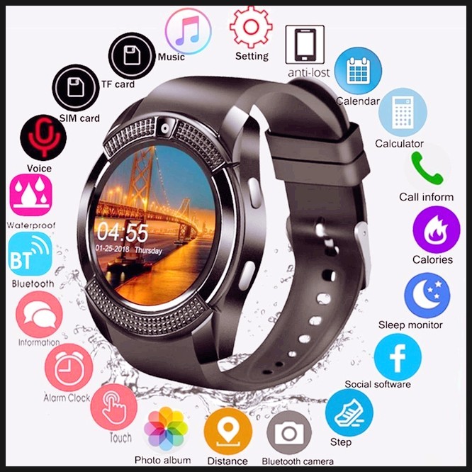  [해외]V8 smartwatch 블루투스 스마트 시계 터치 스크린 손목 시계 안 드 로이드에 대 한 카메라 sim 카드 슬롯 방수 스포츠 시계, OneSize, 빨간 10 괜찮을까요~궁금
