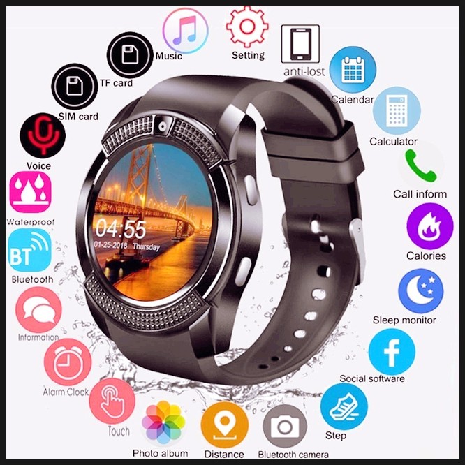 [해외]V8 smartwatch 블루투스 스마트 시계 터치 스크린 손목 시계 안 드 로이드에 대 한 카메라 sim 카드 슬롯 방수 스포츠 시계, OneSize, 빨간 10 괜찮을까요~궁금