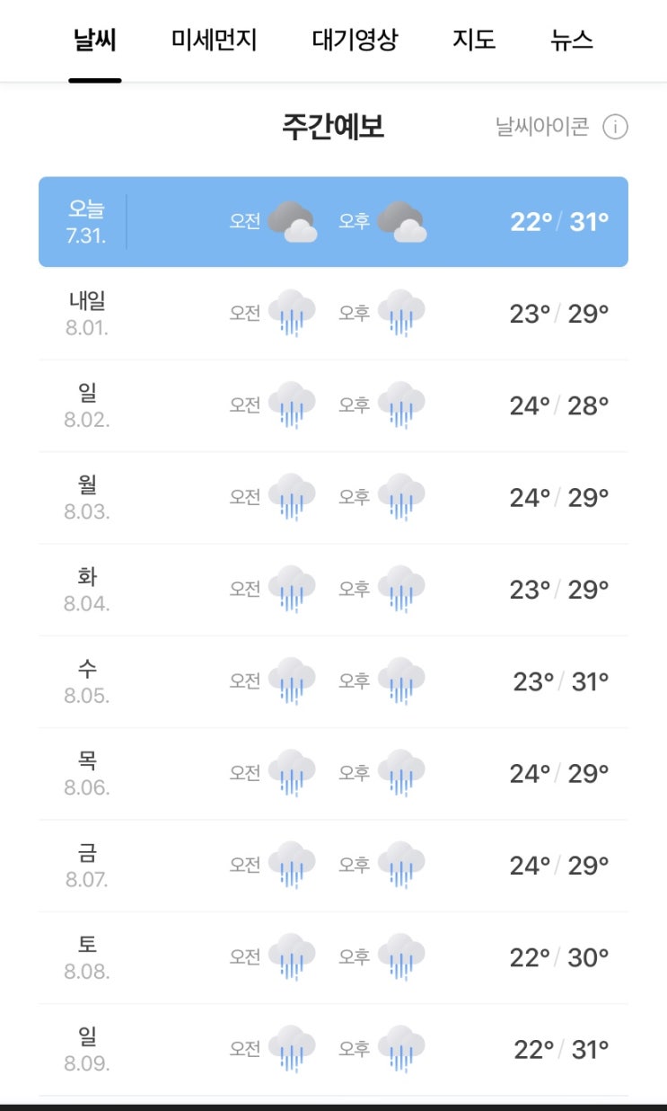 8월 일기예보 비 8월 일기예보 비