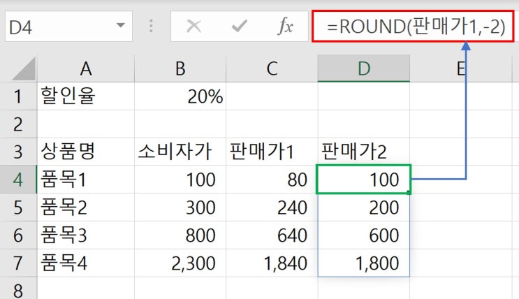  엑셀 MROUND, CEILING, FLOOR 함수 소매업자 꼭 보세요