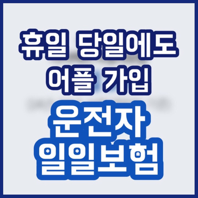  [자동차보험] 당일 급하게 운전할 상황이 있으면 원데이애니카보험