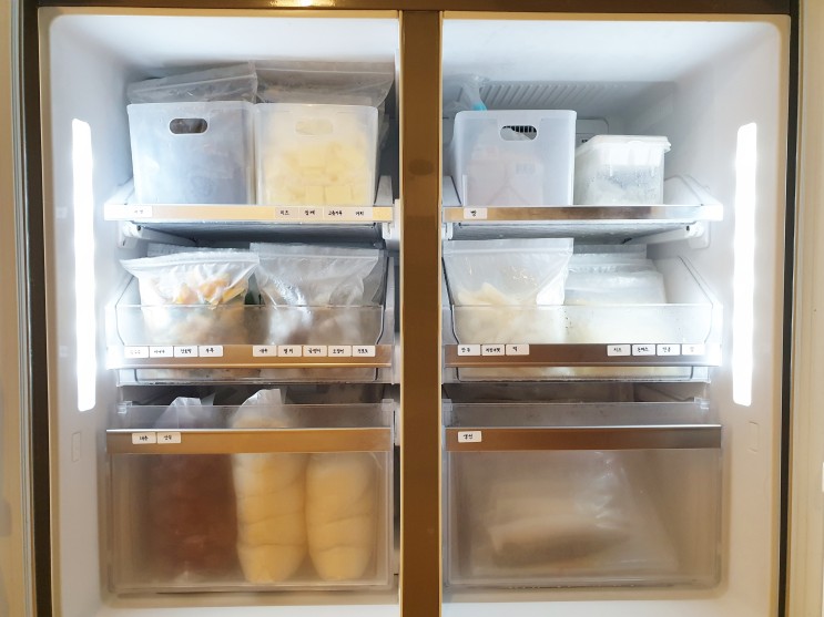 [미니멀라이프] 냉장고 냉동실 바구니, 지퍼백, 라벨스티커로 정리하기