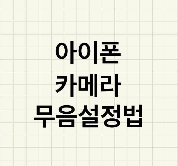  초간단 아이폰 카메라 무음설정법!  (#iOS13.6 업뎃)