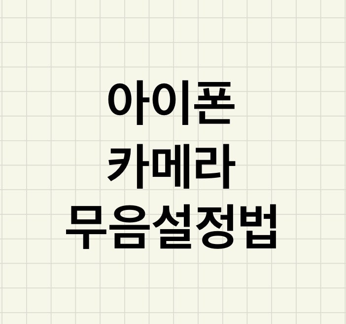 초간단 아이폰 카메라 무음설정법!  (#iOS13.6 업뎃)