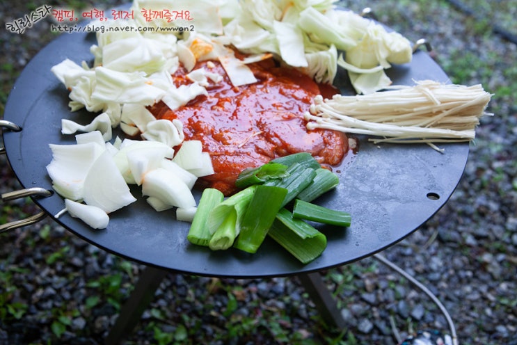  캠핑 즉석 음식 편하게 춘천 꼬꼬 닭갈비 육질좋은 이영자 닭목살