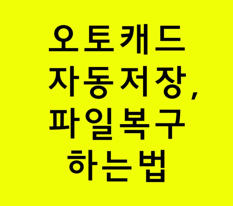 오토캐드 자동저장 파일복구강의 오토캐드 자동저장 파일복구강의