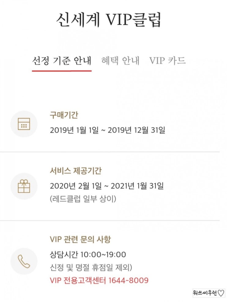  신세계 2020년도 VIP 레드 등급의 모든 것