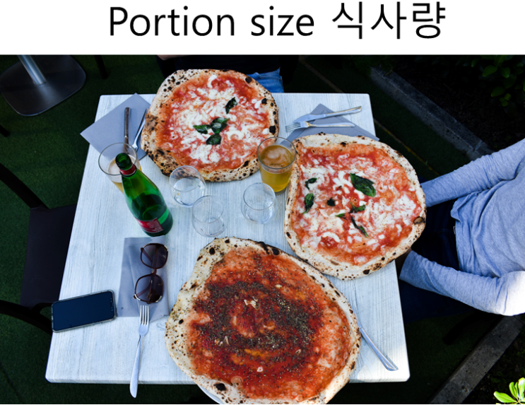  다이어트 할 때 식사량을 조절하시죠 식사량을 영어로는 ? portion size
