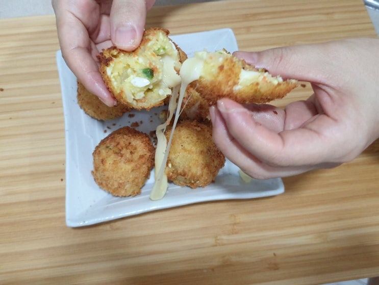  백종원표 감자치즈볼 만들었어요 아이들간식 감자 고로케 만들기 백종원레시피 대용량레시피 무조건 많이