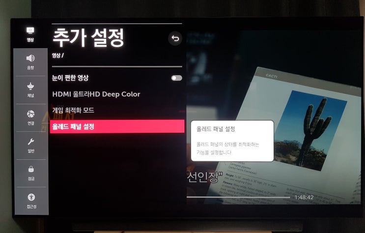  LG 올레드 TV 픽셀 리프레셔와 로고 휘도 조정 설정