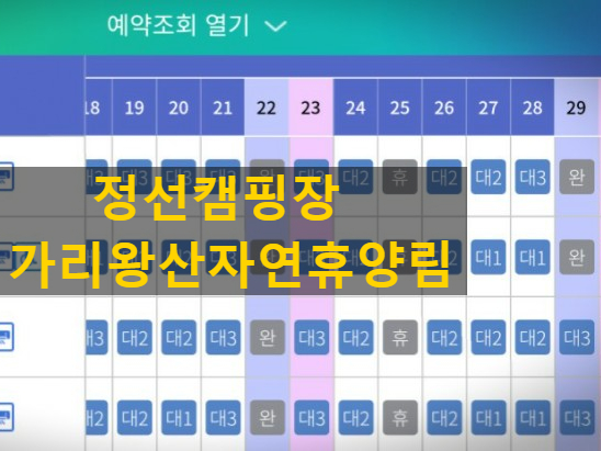 가고싶은 정선캠핑장 가리왕산자연휴양림 예약하기