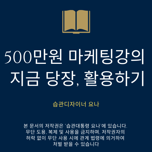 (e-book) 500만원 마케팅강의 지금 당장, 활용하기 (e-book) 500만원 마케팅강의 지금 당장, 활용하기