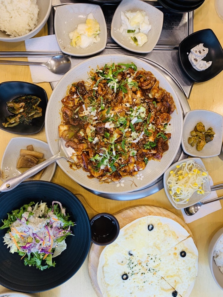  용인쭈꾸미 맛집 명동칼국수, 피자부터 불맛나는 쭈꾸미 아메리카노까지~!